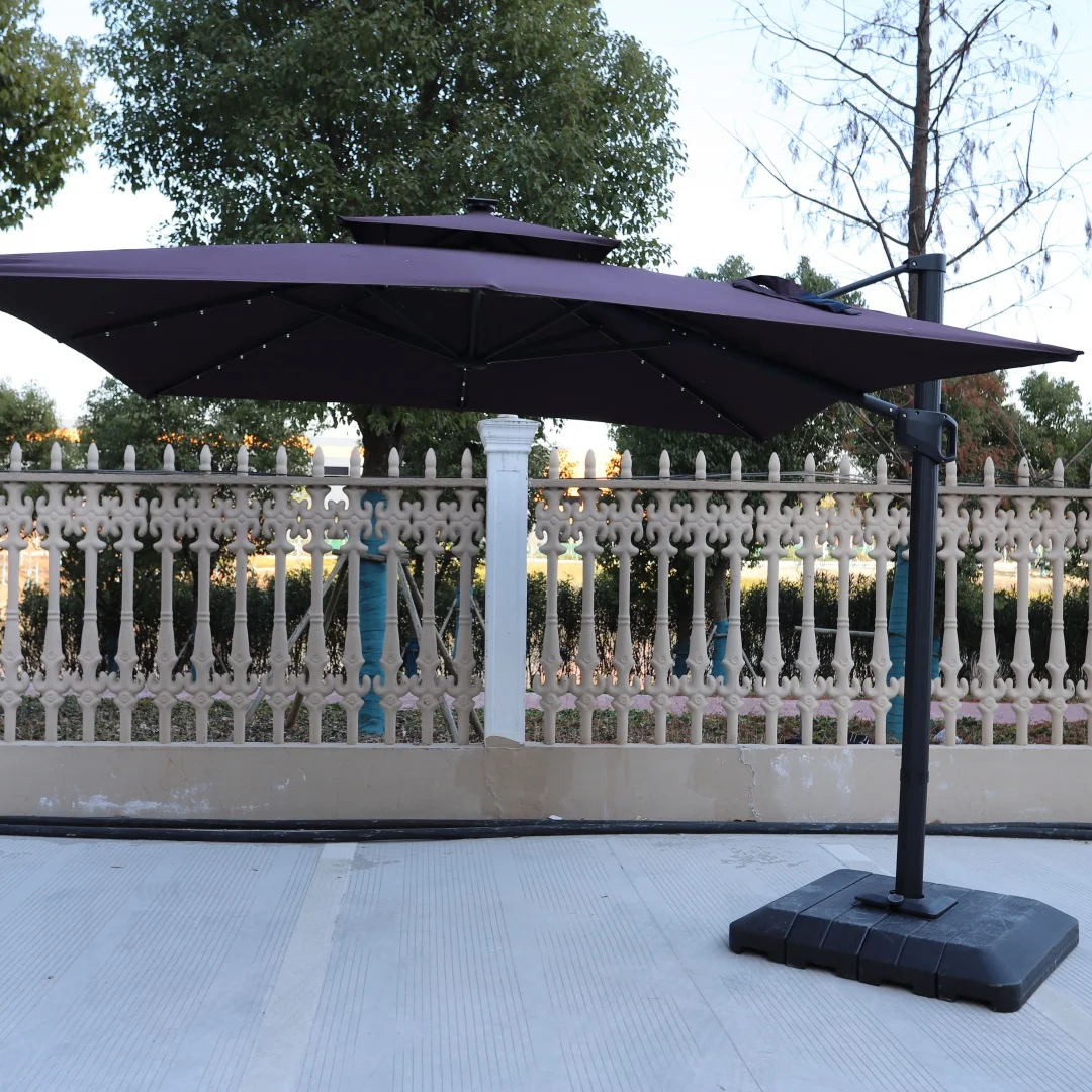 Aluminum 3m square suspended offset parasol garden 10ft cantilever high-end commercial garden patio umbrella