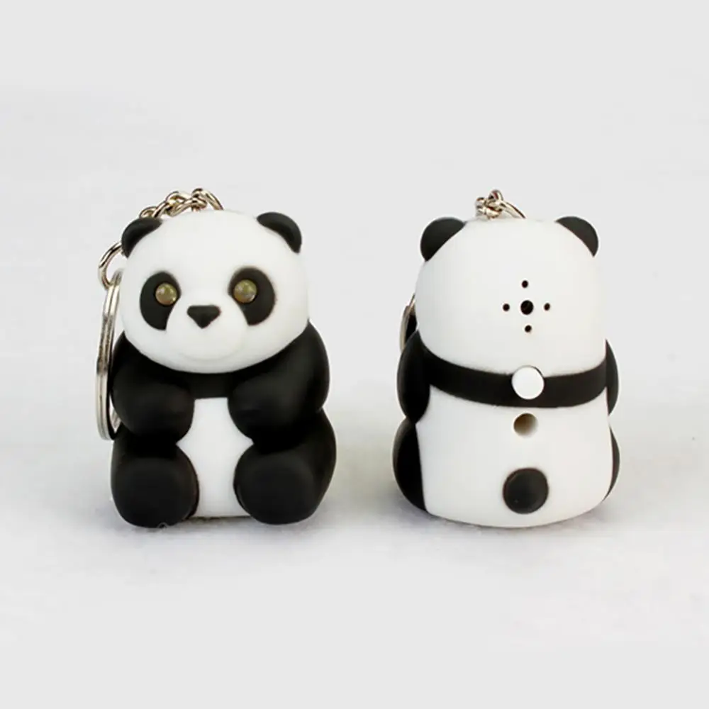 Cute Panda LED Sound Keychain Key Ring Pendant Car Handbag Hanging Decor Gift Bag Charm Accessories Car Keyholder Llaveros 키링