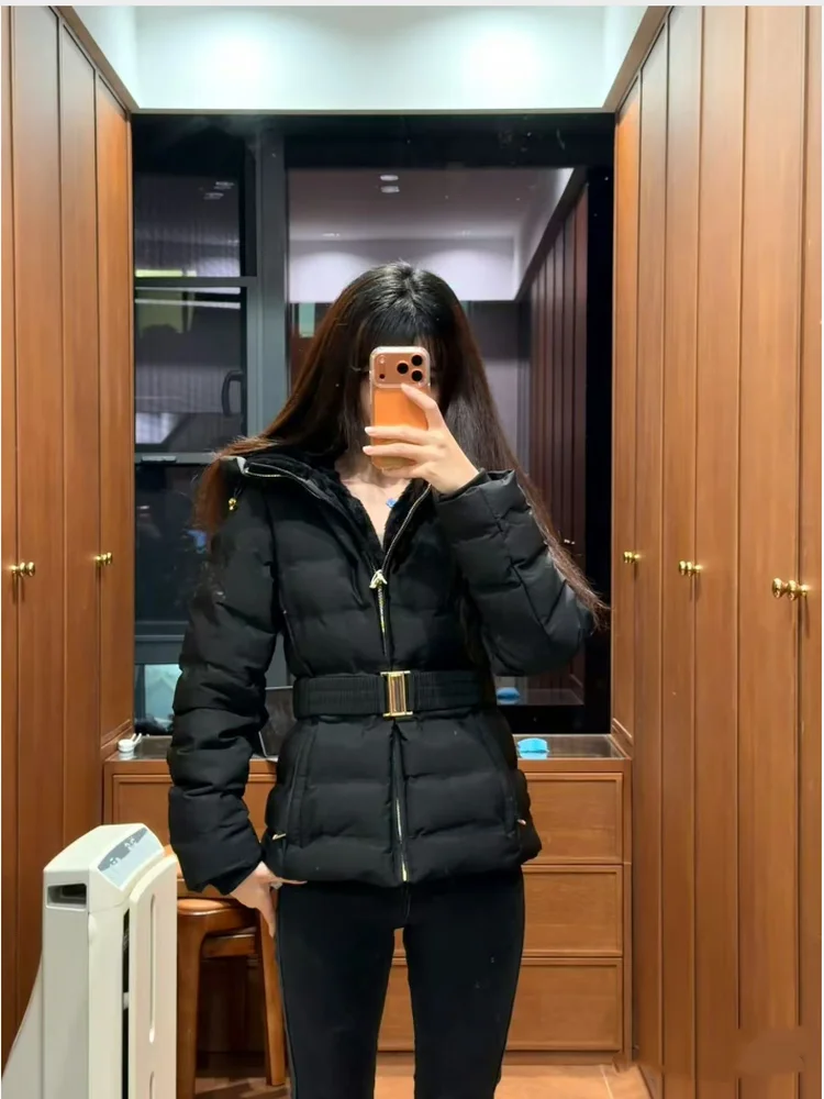 

Winter Commute Thiened Hooded Cotton Jaet ort Fit Windproof Waterproof Zipper Closure Long Sve Color Korean Sle