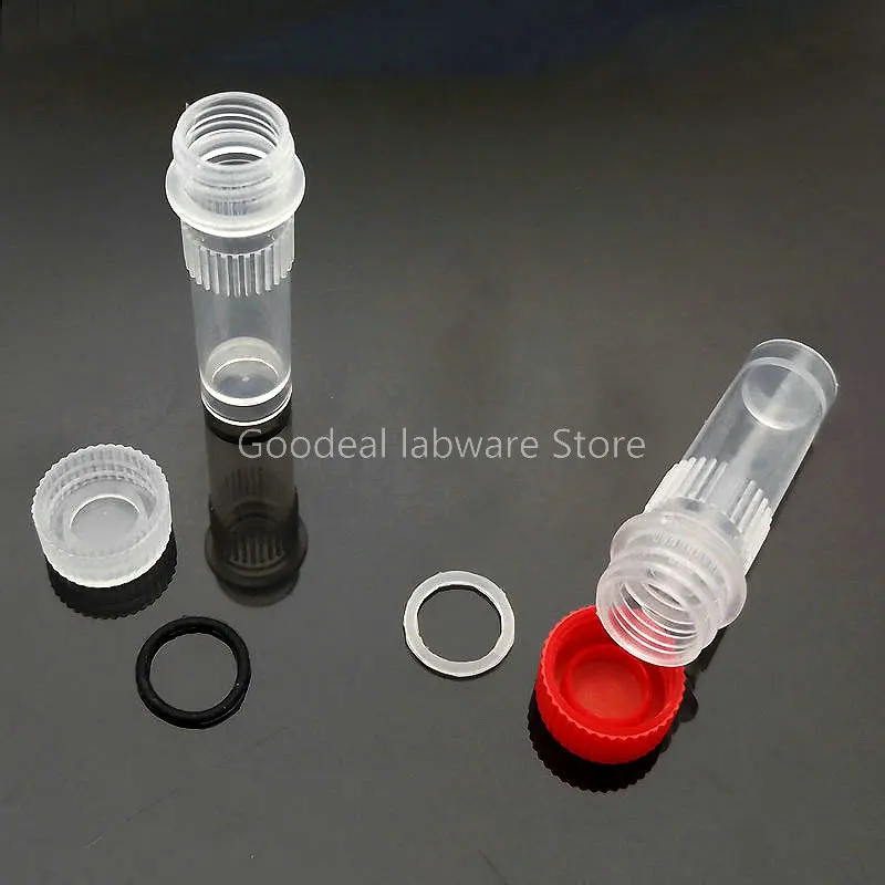 500pcs/lot Lab 1ml PP Cryovial Tubes with silicone gasket thread Cap（Color Random）, Freezing Tubes without Scale，Sample vial