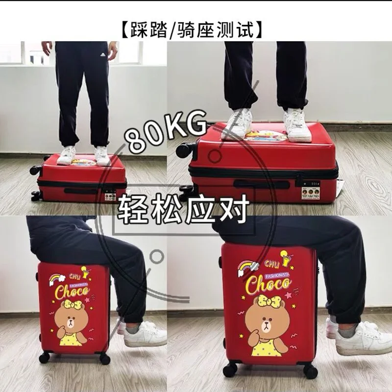 Bear rabbit children\'s suitcase schoolgirl universal wheel 20 inch luggage cartoon cute trolley box combination box