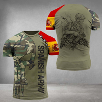 Spanish Flag Graphic Men's T-shirt Army Casual Short Sleeved Tees Men Hunting Tshirt Spanish Veterans Top Camouflage Clothing Xl