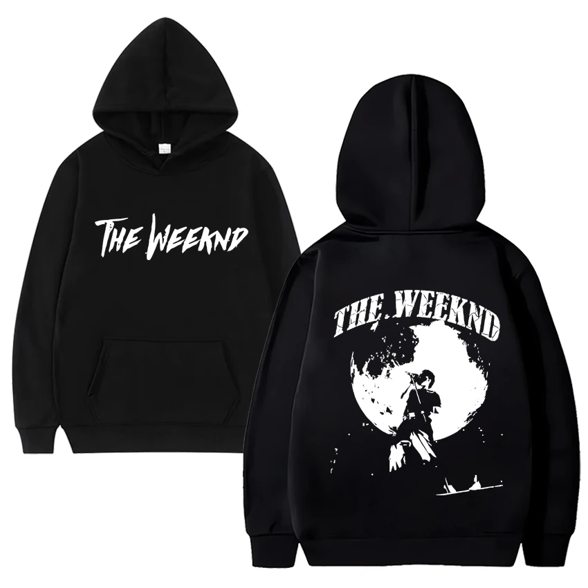 Sweat à capuche imprimé personnalisé The Weeknd Moonlight Music pour hommes et femmes, sweat-shirt noir décontracté, pulls à manches longues, sourire, 2024