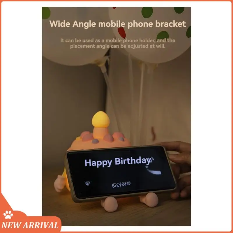 

Emption!Cute Birthday Cake Night Lamp USB Rechargeable Sleep Lamp 2 Levels Of Brightness Adjustment For Night Light