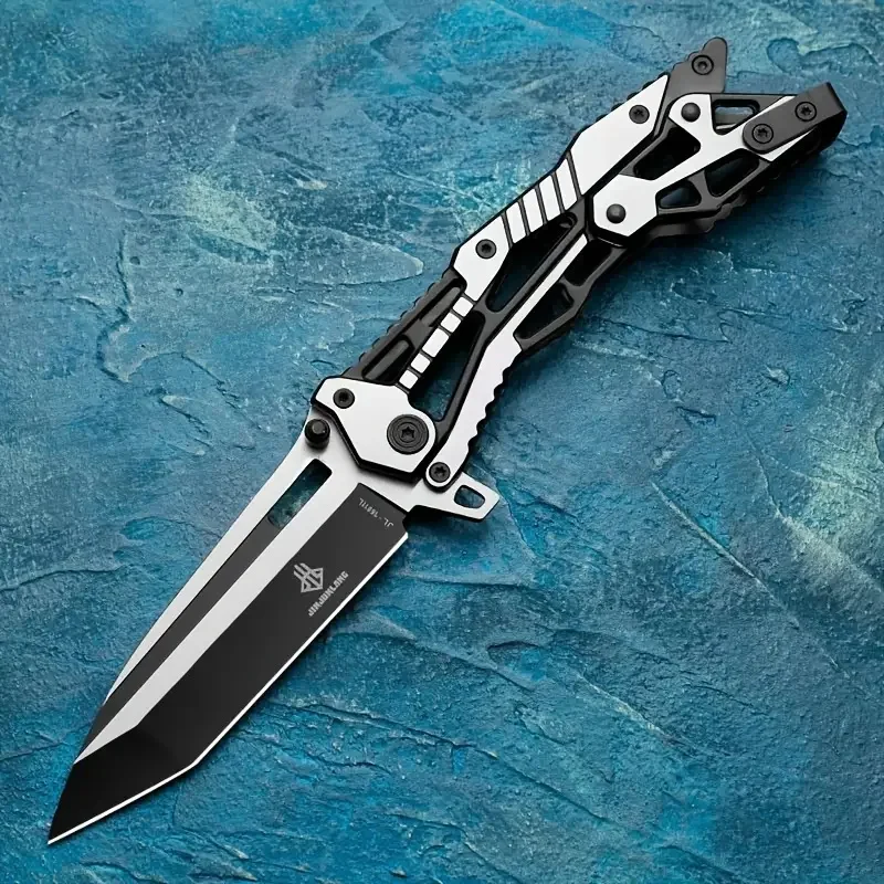 1pc Multifunctional Mechanical Knife Wilderness Survival Knife Outdoor Camping Tool Full Stainless Steel Folding Knife