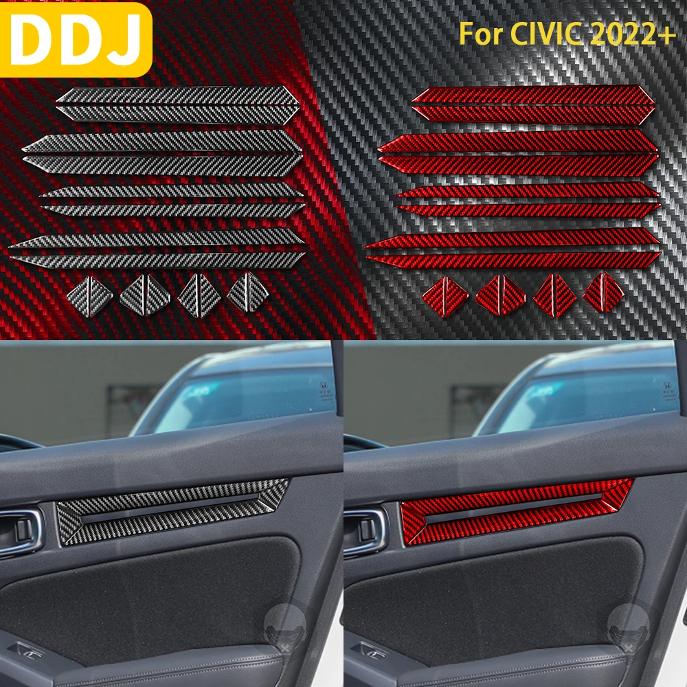 

For Civic 2022 Accessories Carbon Fiber Car Interior Sticker Inner Door Panel Trim Decoration Modification