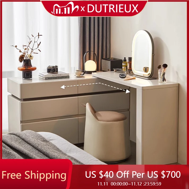 

Storage Desk Vanity Table Mirror Makeup Bedroom Drawers Beauty Shelf Dressing Table Cute Organizer Vestidores Unique Furniture