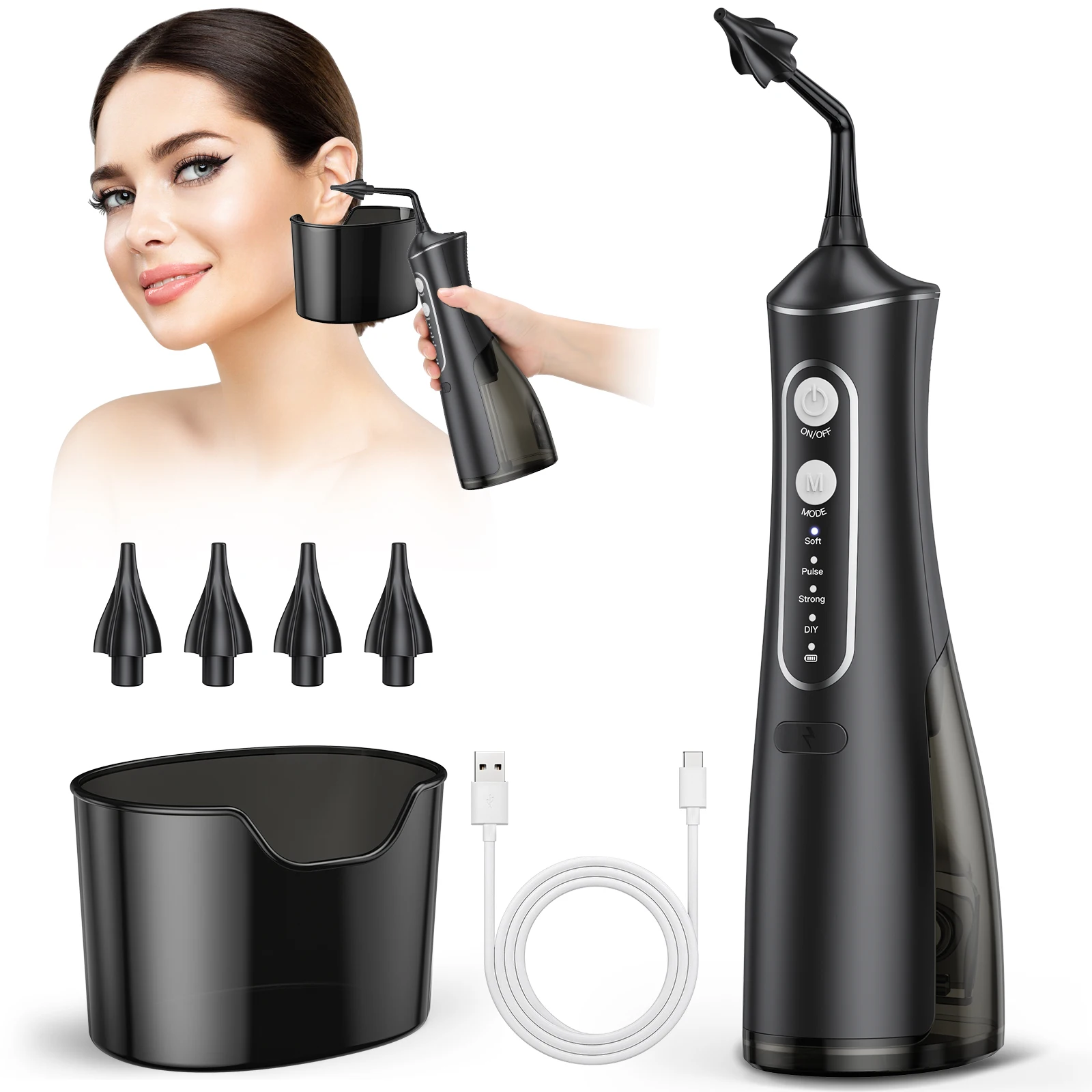 Electric Ear Cleaner Kit 4 Pressure Modes Ear Wax Removal Health Care Water Irrigation Ear Washer For Adults Child Ear Cleaner