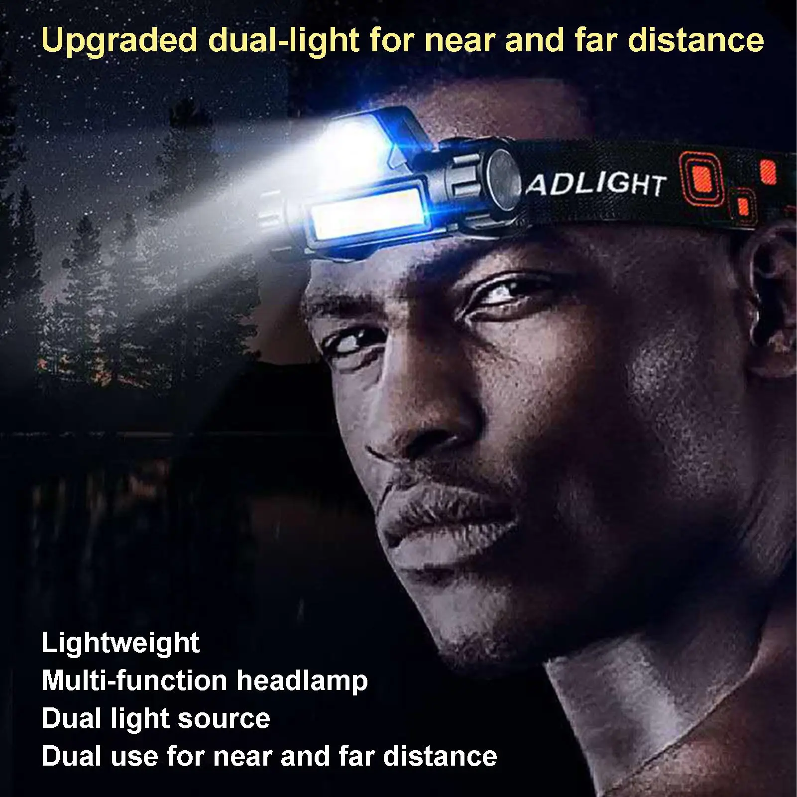 Rechargeable LED Headlamp, Forehead Wear Head Light with Magnetic Base, Portable Head Lamp for Running Camping Outdoor Night