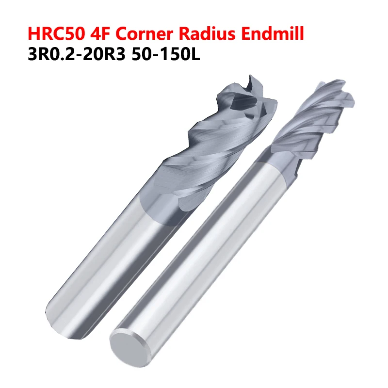 

OYYU HRC50 4F 3R0.2-20R3 Концевая фреза с угловым радиусом Вольфрамовая фрезерная фреза с ЧПУ Bull с круглым носом Твердосплавная концевая фреза R0.2 R0.5 R1 50L-150L