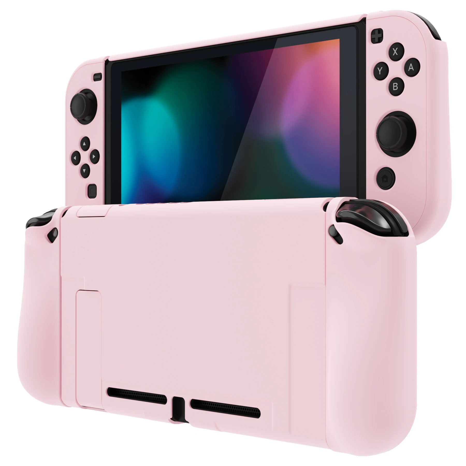 PlayVital UPGRADED Dockable Case Grip for Nintendo Switch - Cherry Blossoms Pink