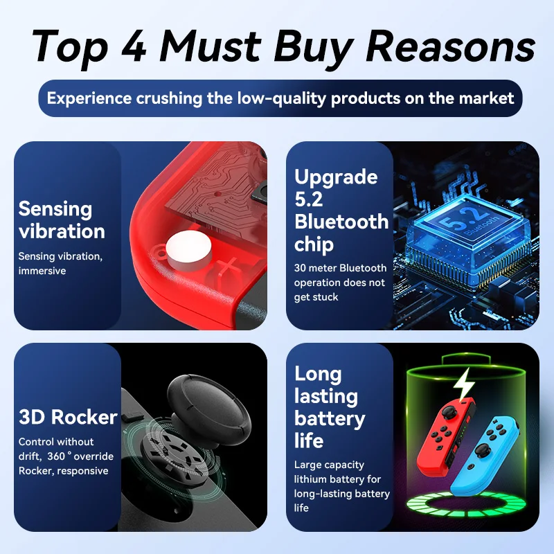 2025 New  For Joycons Gamepad For  Switch Bluetooth Wireless Controller Joystick With Trubo Video Game Consoles