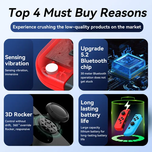 Imagen 2 del producto 2025 nuevo para Joycons Gamepad para interruptor Bluetooth controlador inalámbrico Joystick con consolas de videojuegos Trubo