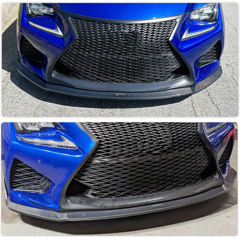 Car Front Bumper Lip Spoiler Carbon Fiber for Lexus RC F RCF Coupe 2-Door 2015-2018 Front Lip Chin Apron With Splitters Body Kit