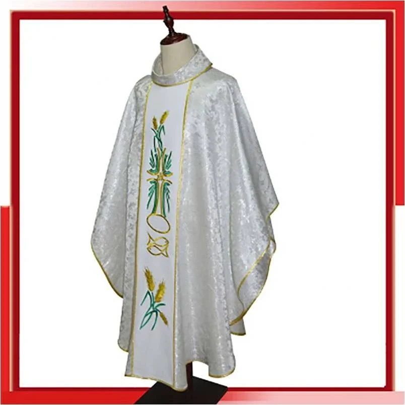 Chasuble Priest Vestments Christian Costume Priest Costumes Polyester Adult Catholic Religious Archbishop Clothes Clergy Robe