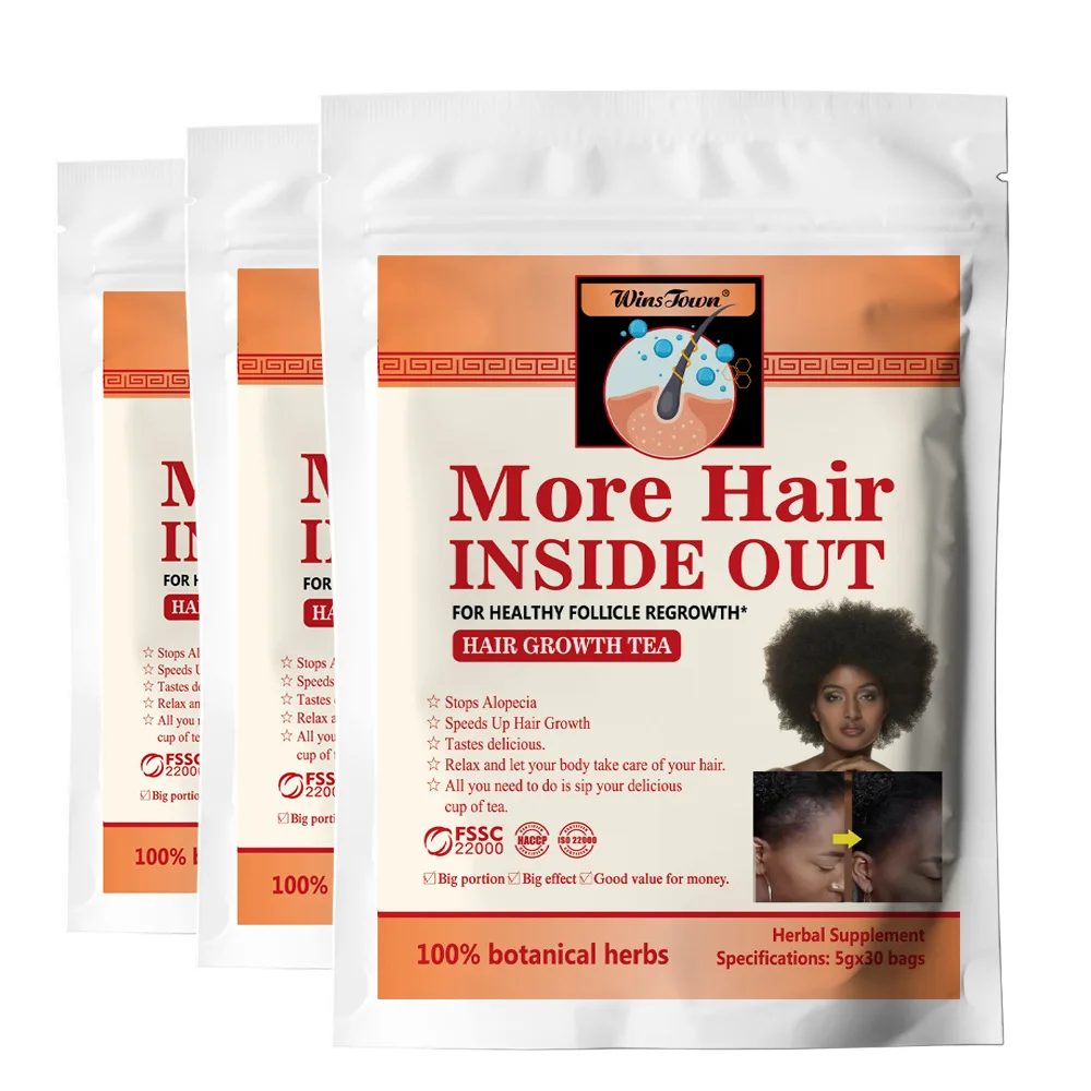 2 كيس شاي نمو الشعر، شاي الأعشاب الصيني الطبيعي، كيس شاي إعادة نمو الشعر للرجال والنساء 30 كيس شاي