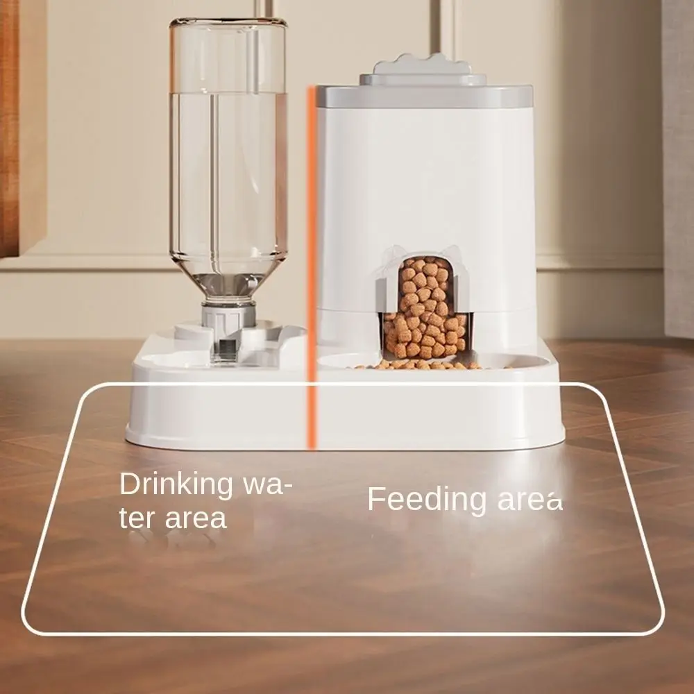 سعة كبيرة 2 في 1 موزع طعام للقطط، فصل جاف ورطب، وعاء طعام للقطط قابل للفصل مع نافورة ماء
