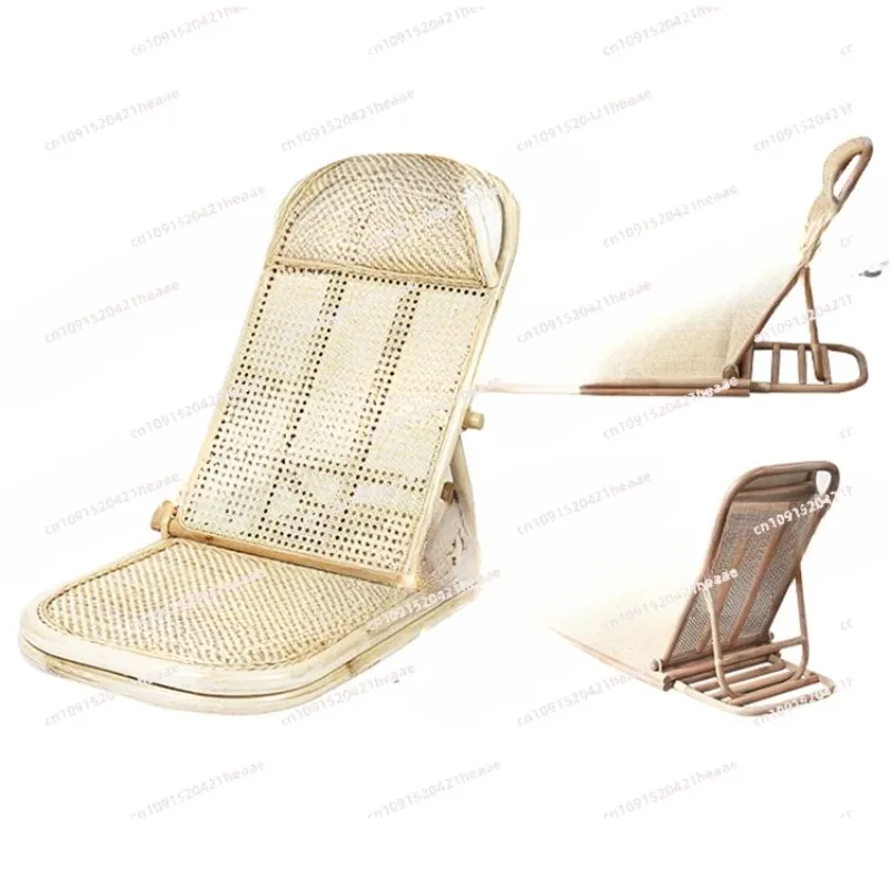 Suitable for Lightweight Folding, Handmade Natural Rattan Woven Backrest Recliner Swimming Pool Sun Bed Beach Lounger Chairs
