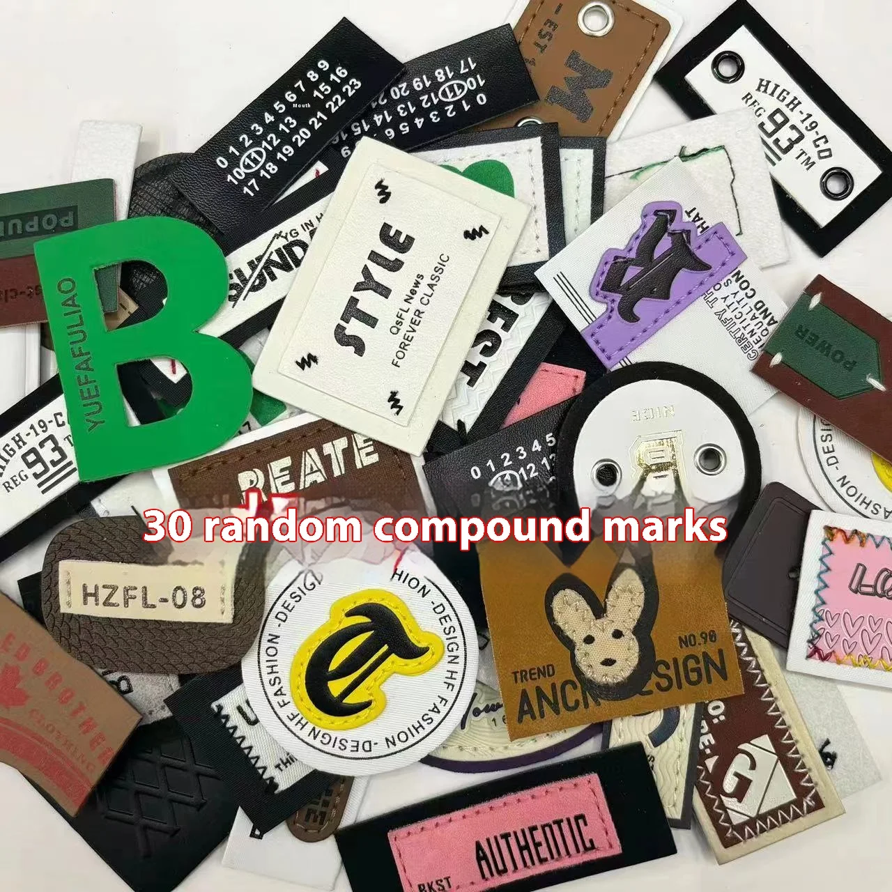 Mixed 30Pcs/Lot Soft fabric patches fashion color printed Letters stickers Sew on Applique Clothing handmade DIY Garment Decor