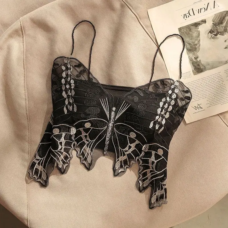 

2024 Butterfly shaped camisole for women's summer new sexy backless strap vest top crop top women women clothing