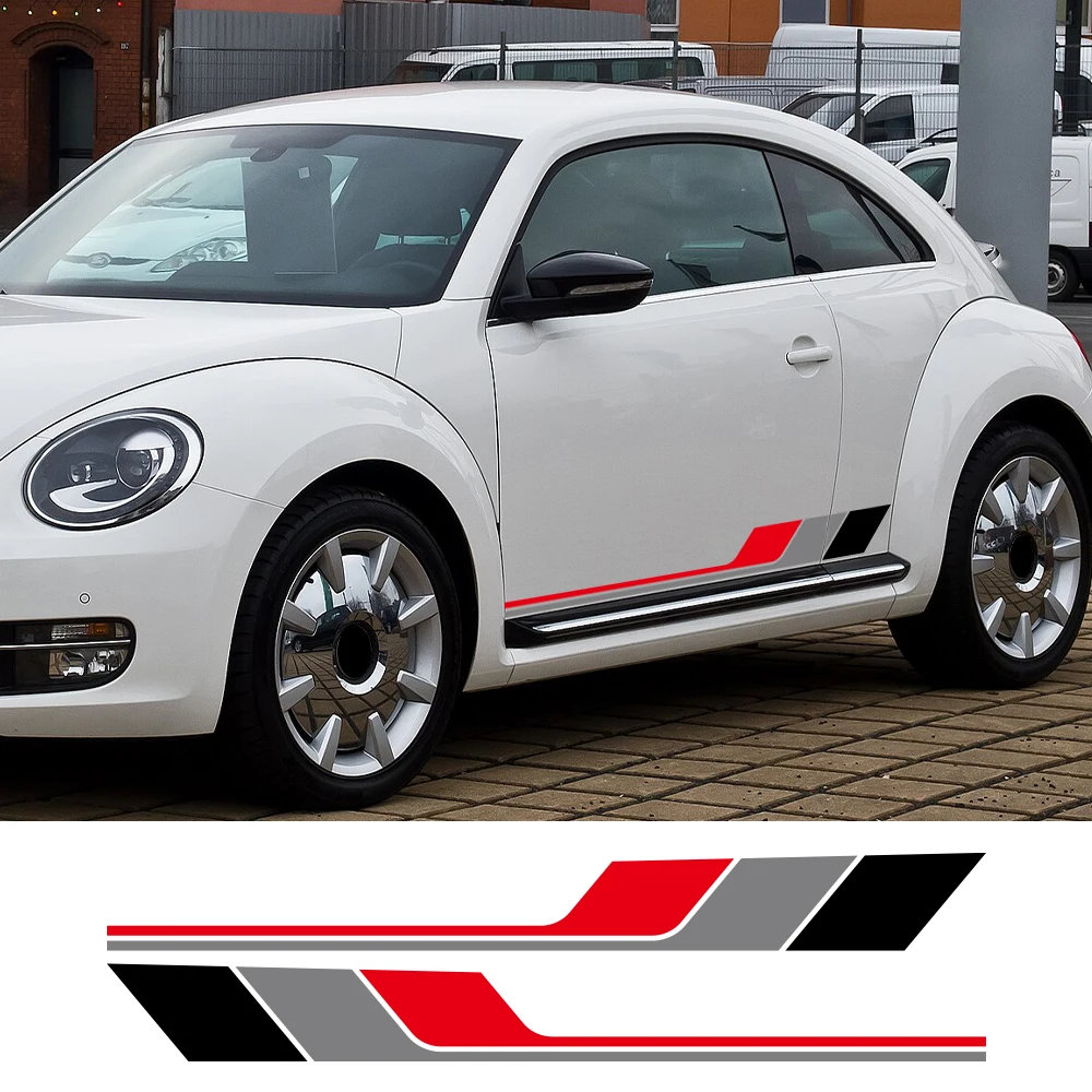 

Для VW Beetle комплект боковых наклеек на двери автомобиля, авто обертка, виниловая пленка, водонепроницаемая, креативная, наклейка из ПВХ для автомобилей, внешние автомобильные аксессуары