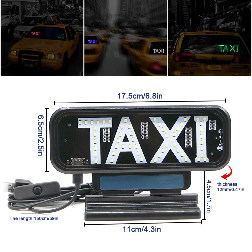 New 5-6V USB C taxi light LED Display Taxi sign Empty Plate Decor Glowing
