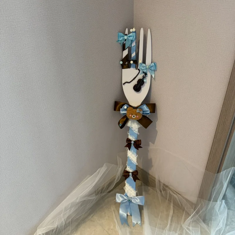 Oversized PVC Fork Spoon Cosplay Prop, Sweet Cute Lolita Handmade Photo Accessories for Anime Convention Festival Performance