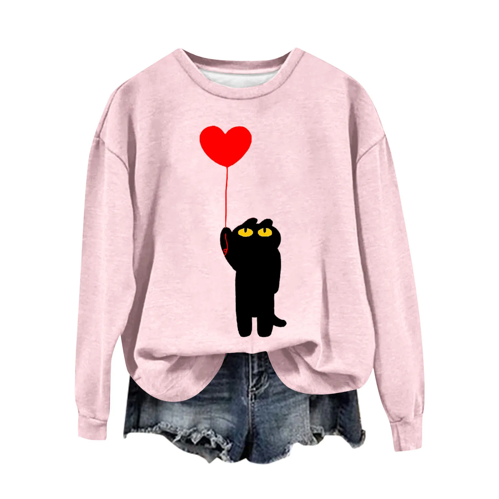 Women'S Valentine'S Day Gift Heart Love Open Back Sweatshirt Short Sleeve Sweatshirt Women Fitness Wear Light Weight Sweatshirts