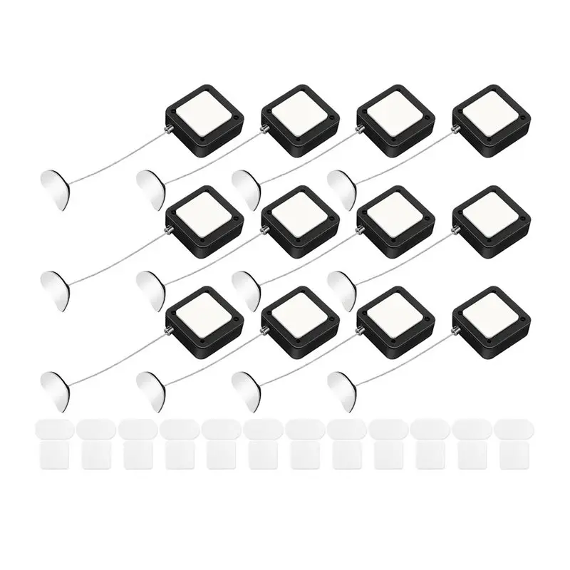 ABKS-Anti-Lost Rope Security Lanyard Lock 12Pcs Retractable Security Cable With Double Sided Adhesive For TV Showroom