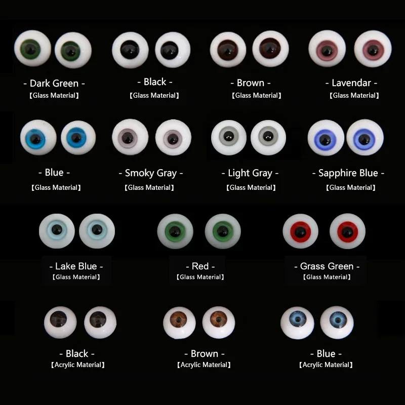 BJD Eyeball Size 1/3 1/4 1/6 1/8 High Quality SD MSD Light Grey Dark Green Red Purple Smoky-gray Eyes