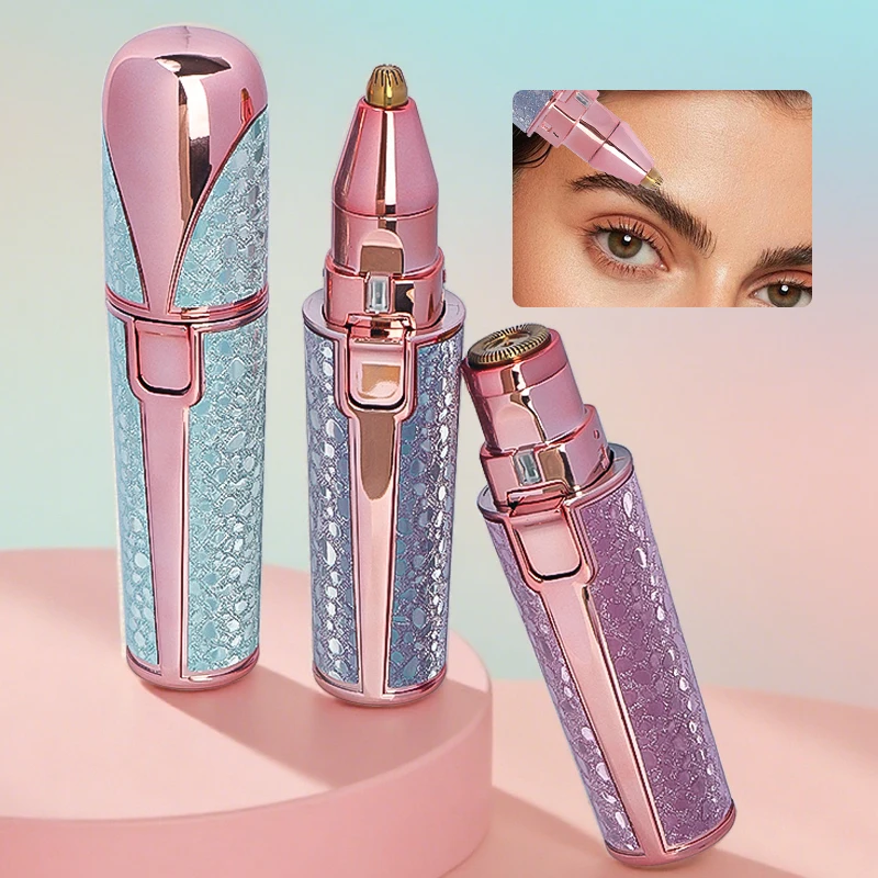 Portatile 2 IN 1 Epilatore Elettrico Rasoio Sopracciglia Corpo Viso Labbro Rimozione Dei Capelli Mini Indolore Rasoio Da Barba Rasoio LED Incorporato