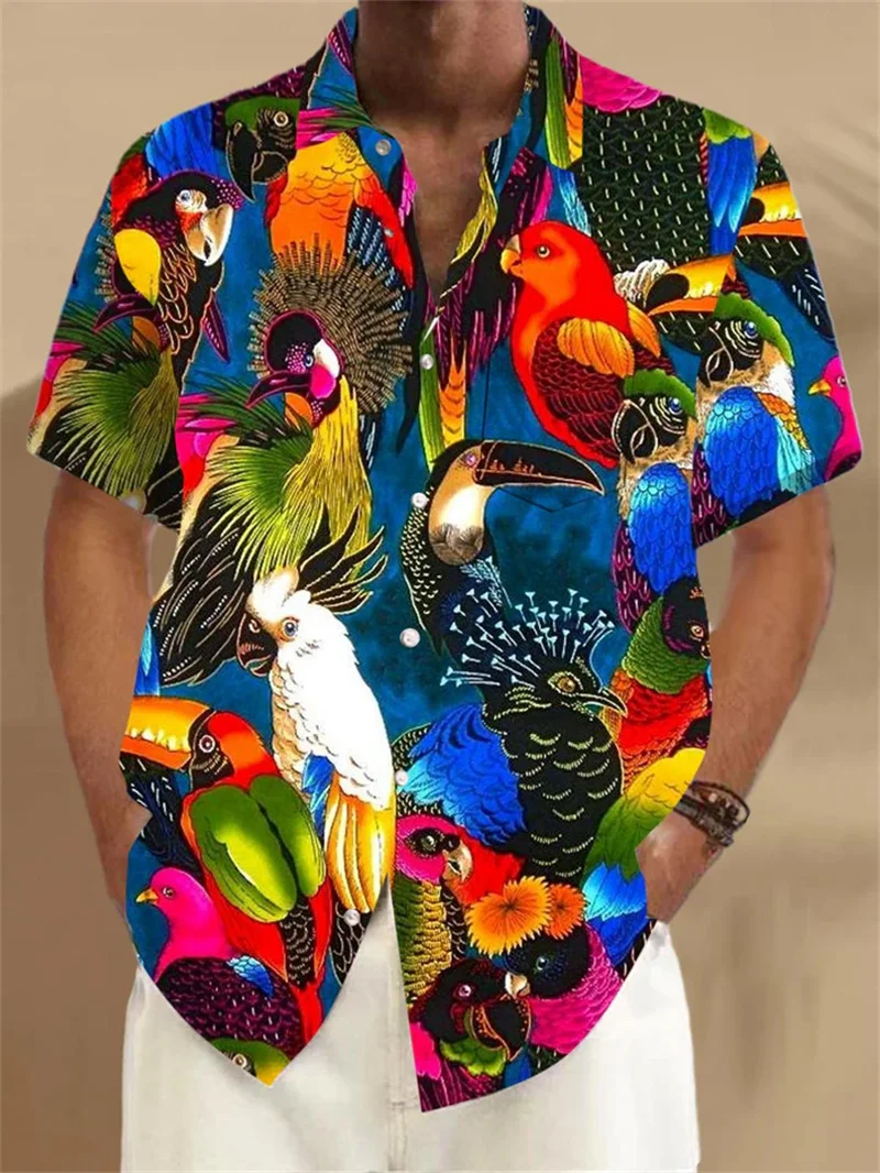 2025 new short sleeved shirt with floral pattern 3D printed men's shirt casual vacation top Hawaiian fashion clothing