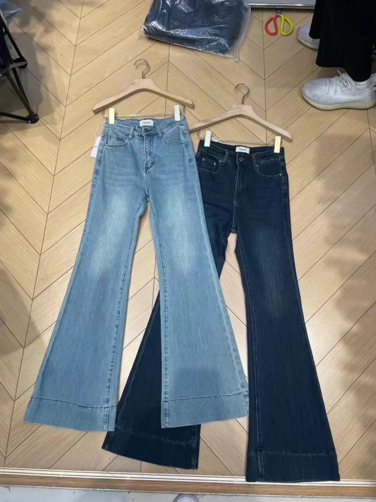 

Джинсы узкого кроя с высокой талией, женские весенние эластичные грушевидные боди, прямые брюки длиной до пола, повседневные широкие брюки