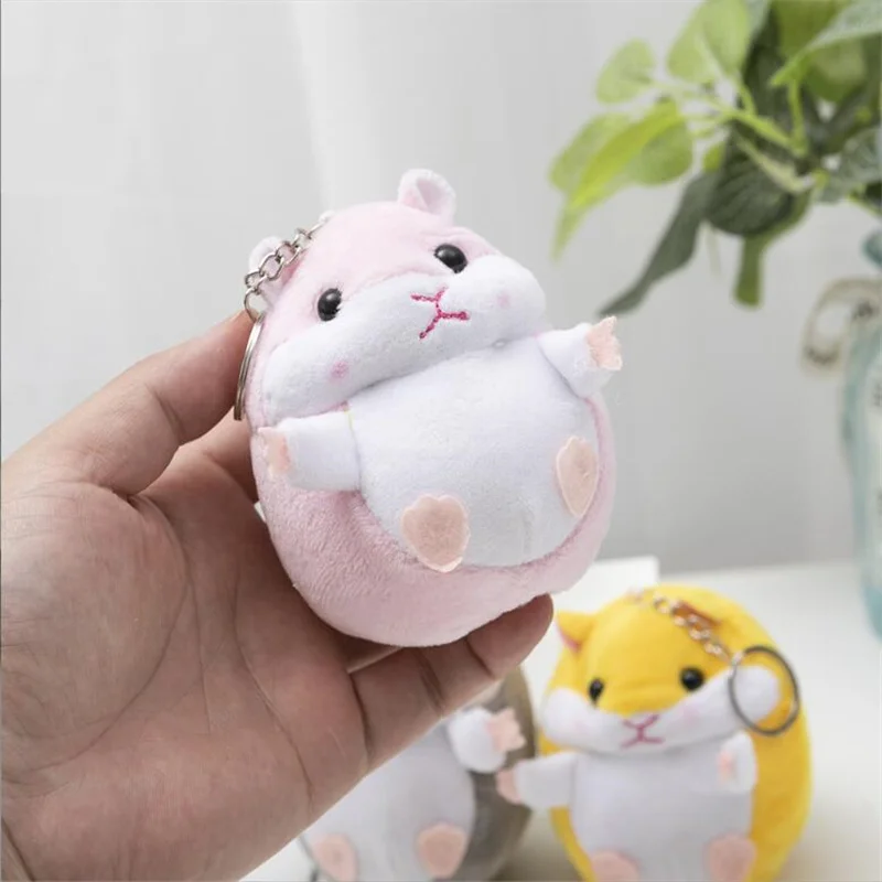 Cute Small Hamster Plush Pendant Stuffed Doll 9CM Simulation Animal Keychain Backpack Ornament in 4 Colors