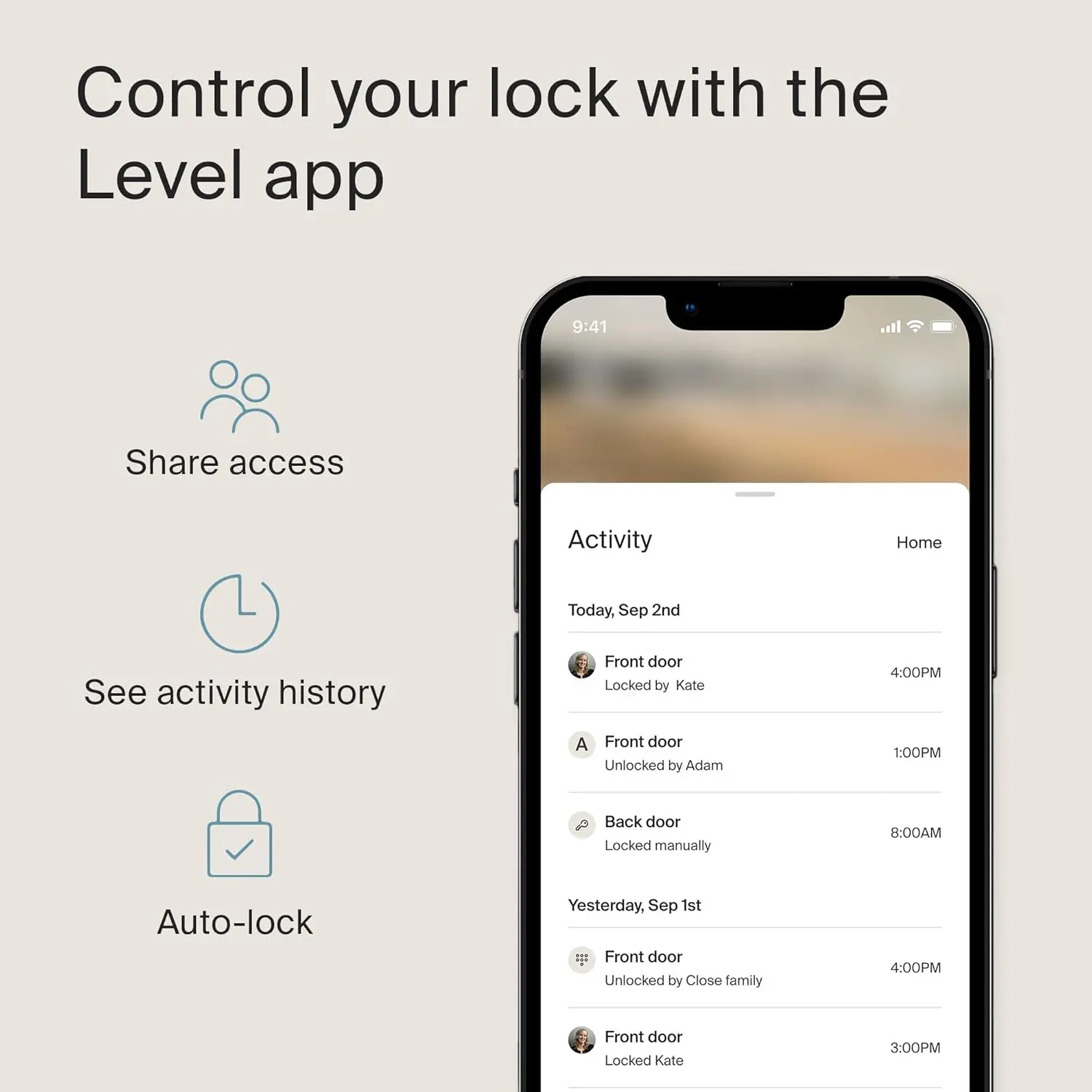 Level Lock+ Deadbolt Smart Lock - أصغر قفل ذكي في العالم بالإضافة إلى مفتاح Apple Home - تطبيق المستوى لنظام iOS وAndroid - يعمل مع التطبيق