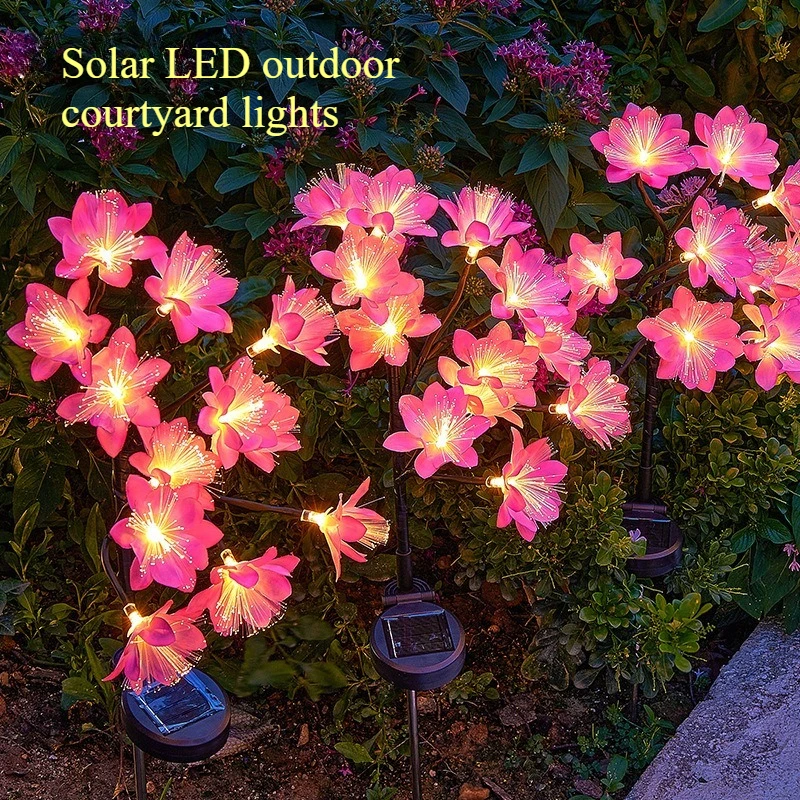 Solar Outdoor Simulation Flower Courtyard Lights Dual Mode LED Lights Waterproof Decor Yard  for Garden Ambiance