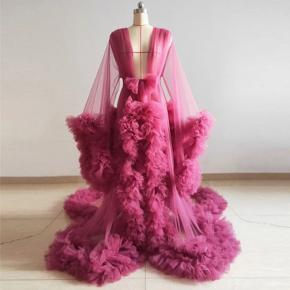 

Maternity Robes Women Long Tulle Photograph Dresses PhotoShoot Sexy Bridal Fluffy Birthday Party Dress Custom Made Free Shipping