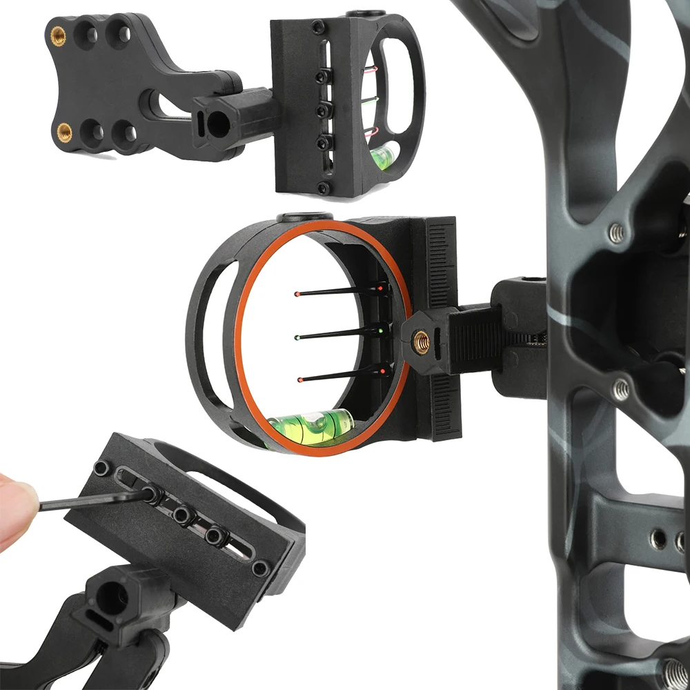 

3 Pin Bow Sight Aluminum Alloy Compound Bow Archery Sight Right Hand Shooting Target Practice Training Easy Installation