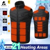 21 Heating Areas Jacket Men's Winter New USB Electric Heating Warm Sleeveless Vest Infrared Heating Clothes Male Snow Ski Vest