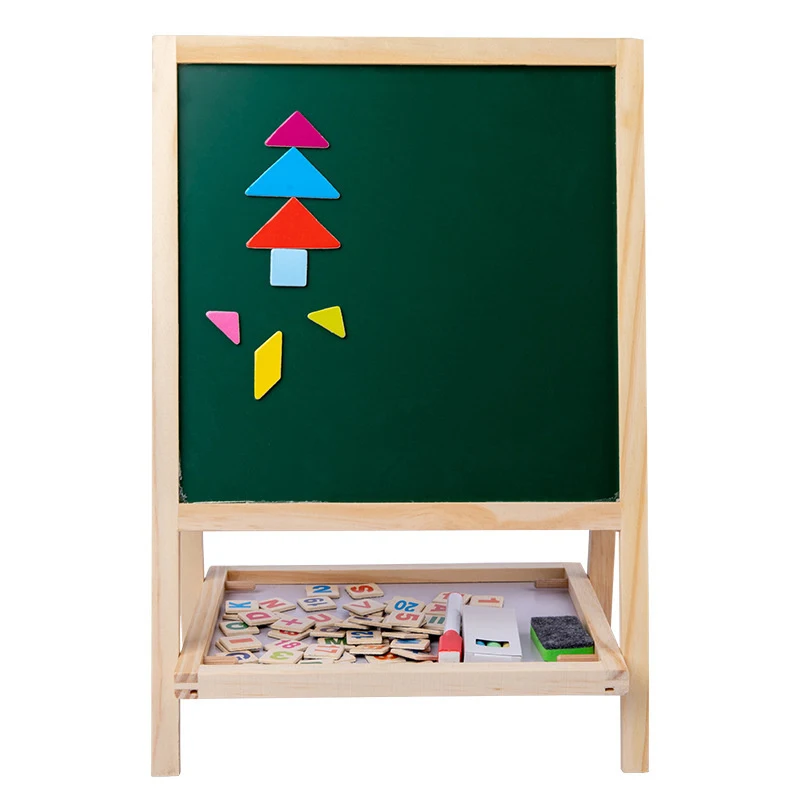 

Children's Wooden Multifunctional Two-in-one Folding Double-sided Large Drawing Board Easel Black And White Board Painting Easel