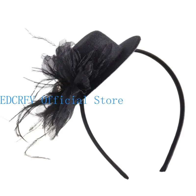 

652F 1920s Flower Headband for Women Flapper Headpiece Accessories for Cosplay Party Elegant Beading Feathered Headband