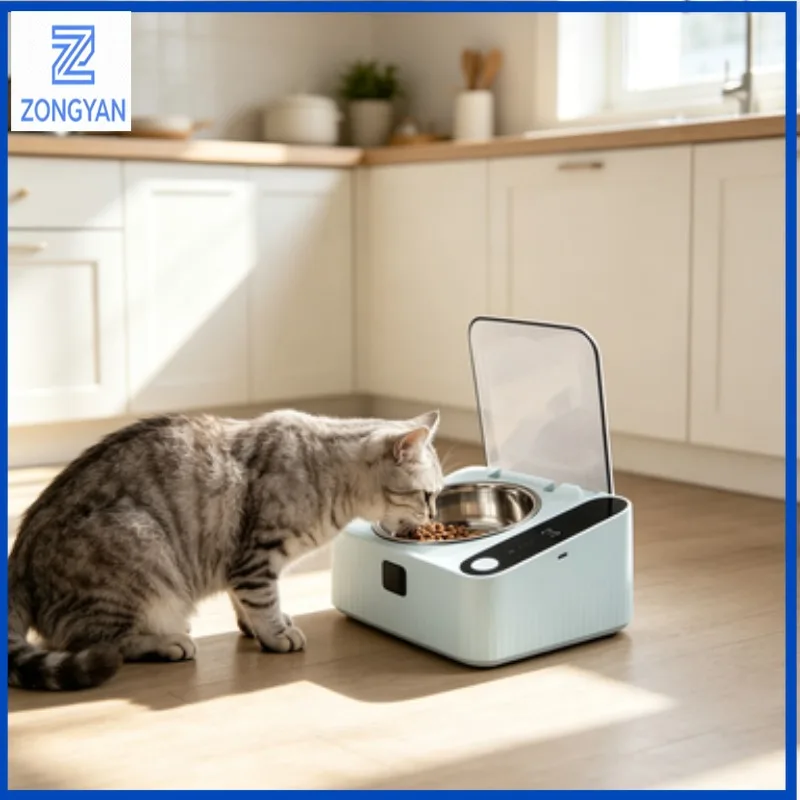 ZONGYAN Smart Pet Feeder Bowl Auto Sensor Lid Stainless Steel Dustproof Insect Proof For Cat Dog Household Daily Feeding Use