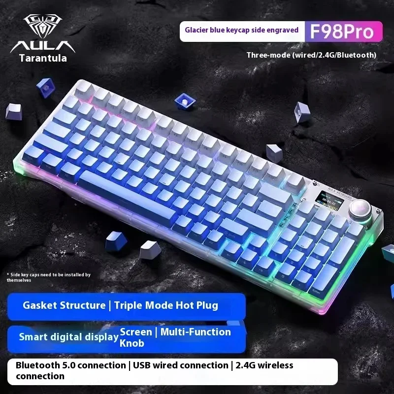 

AULA F98 Prov2 Three Mode Bluetooth Mechanical Keyboard 95key Gasket Hot Swap Gaming Keyboard RHB PBT Gaming Esports Keyboard