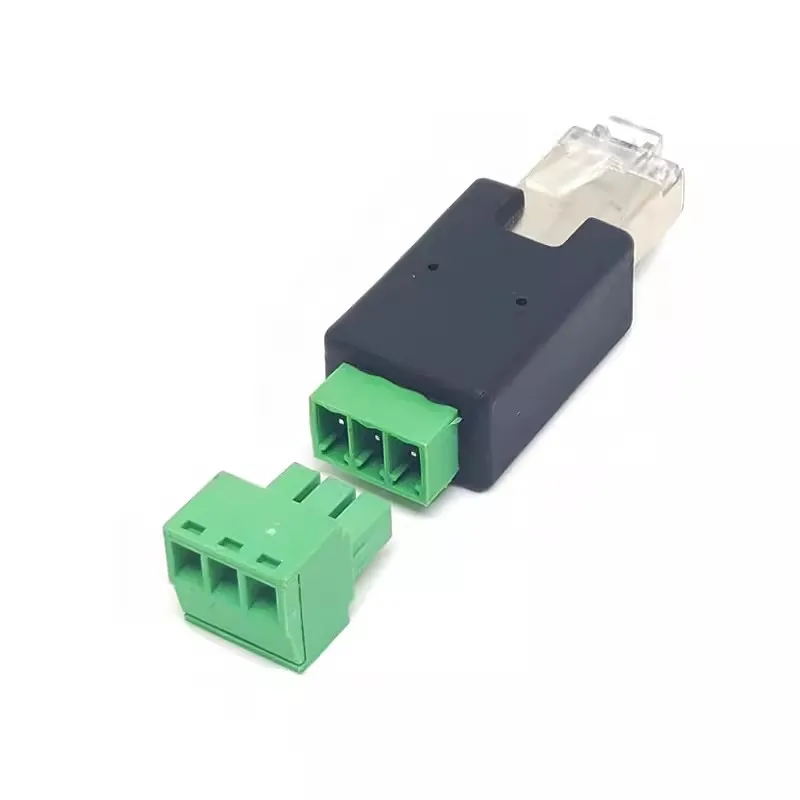 RJ45 To RS485 Terminal 8P8C Green terminal Simple RJ45 to 3PIN Transfer DIY Converter Plug Connector