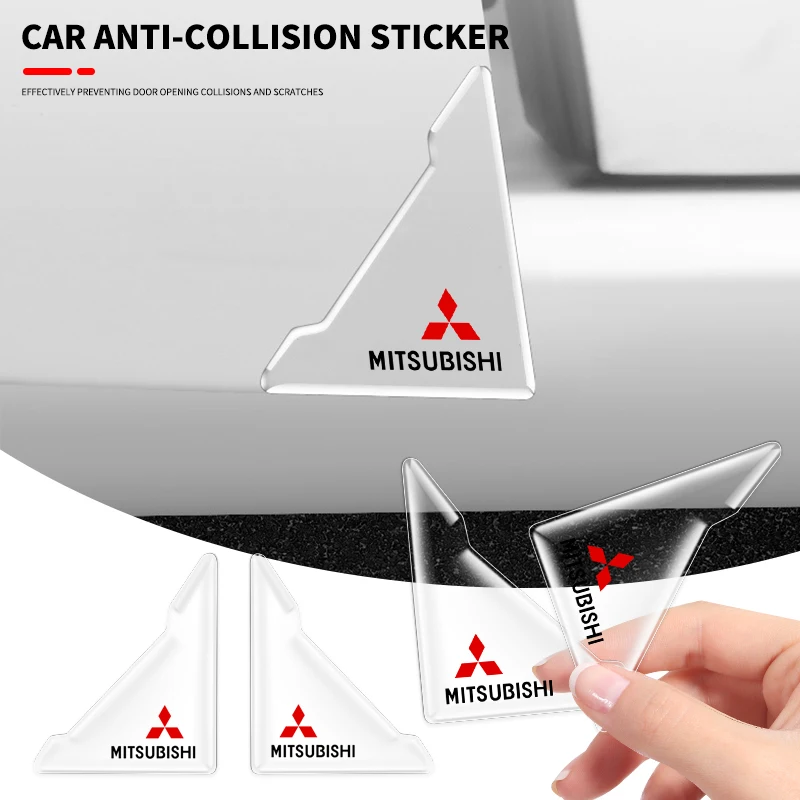 2pcs/set Car Door Corner Transparent Protective Stickers for MITSUBISHI Ralliart Lancer Competition Outlander ASX EX LANCER