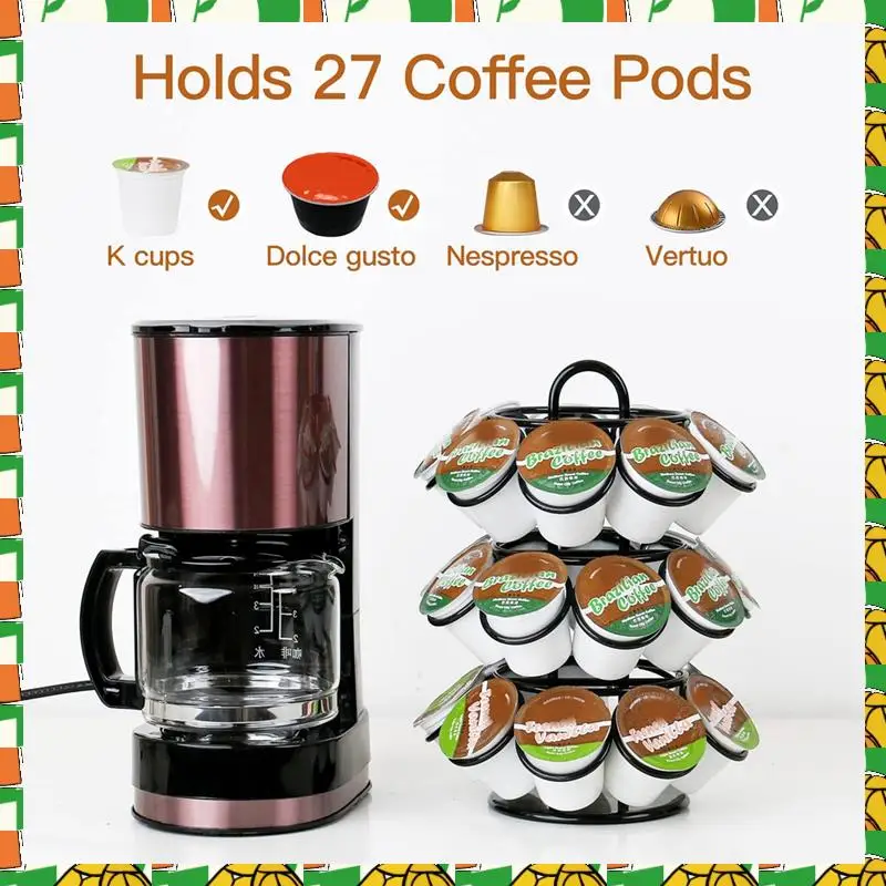 

Professional Tool Coffee Pod Holder Spins 360-Degrees Coffee Pod Holder Compatible For K Cups (27 Pods), Black