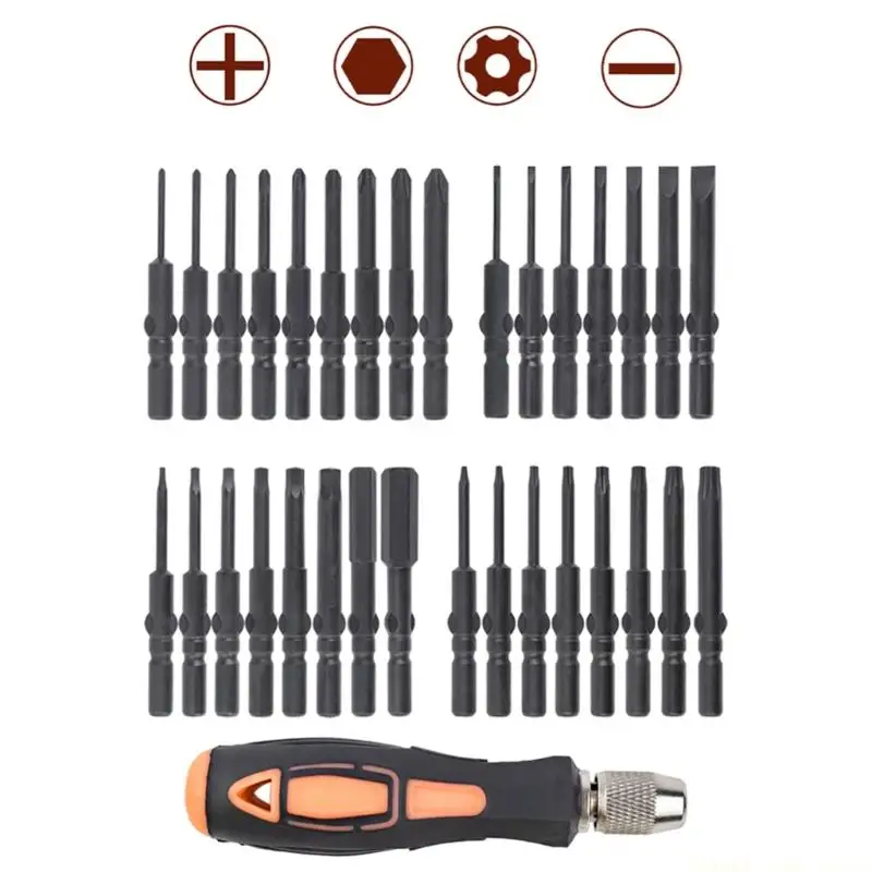 A2BE Ergonomic Electric Screwdriver Bit Set 60mm Steel Round Shanks Star Crosses Hexagonal Slotted Heads Screwdriver Bit
