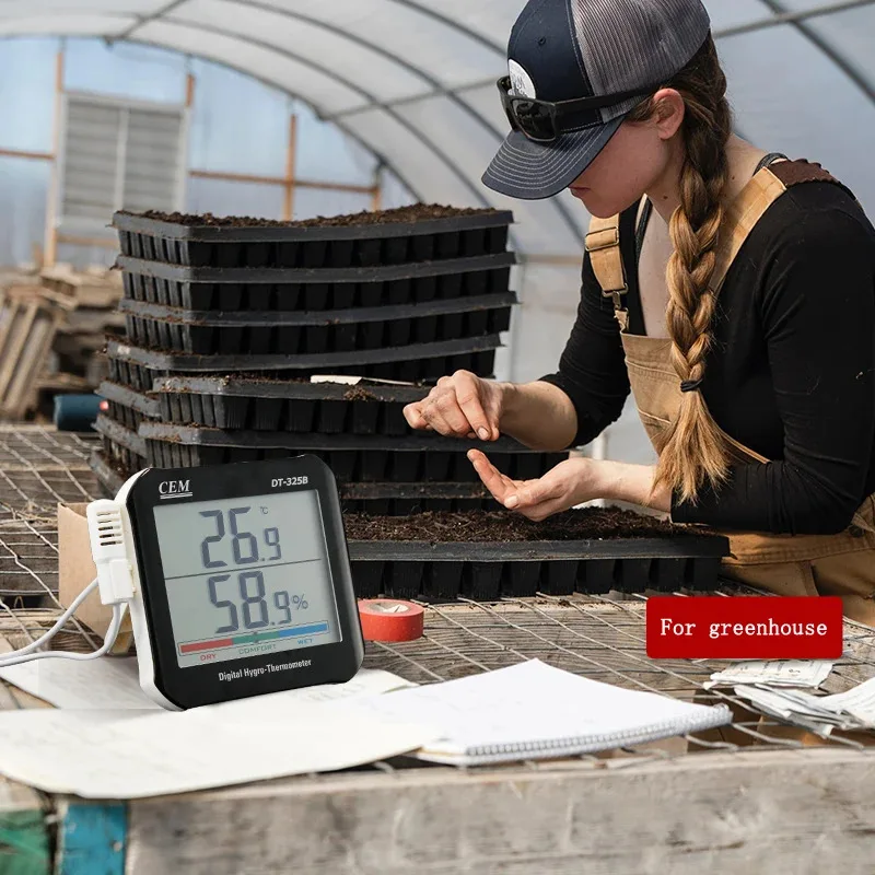 CEM DT-325B موازين الحرارة الرطوبة ذات الأرقام الكبيرة (-10 ~ 60 ° C، 10 ~ 99% RH) مقياس درجة الحرارة والرطوبة الداخلي/الخارجي #6