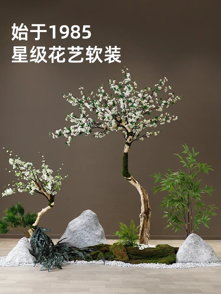 Cherry Blossom Tree Lotus Tree Floor Simulation Green Plant Floral Landscape Emulational Greenery Bonsai Ornaments