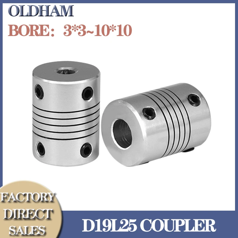 D19L25 Coupler 3mm 4mm 5mm 6mm 6.35mm 8mm 10mm Flexible Coupling For Aluminum Z Axis CNC Stepper Motor Connector Of 3D Printer